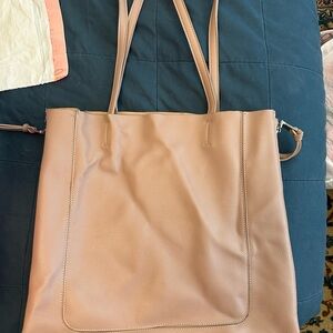 Elegant Pink Leather Tote Bag